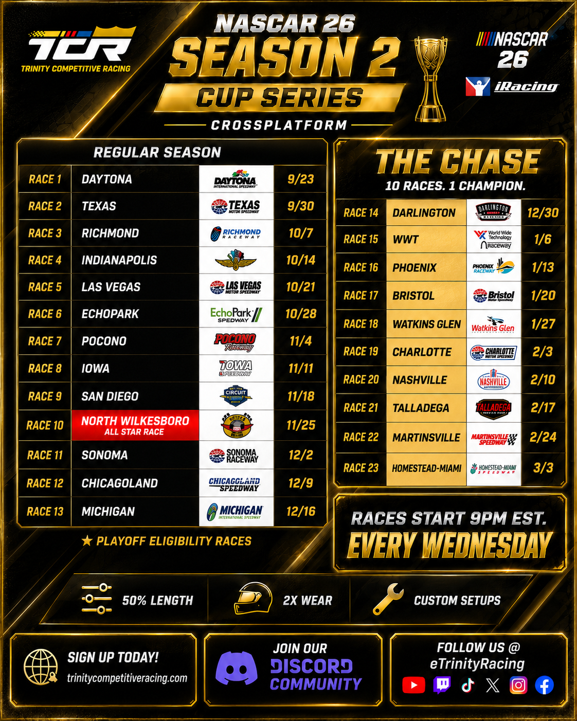 TCR NASCAR Cup Series season schedule