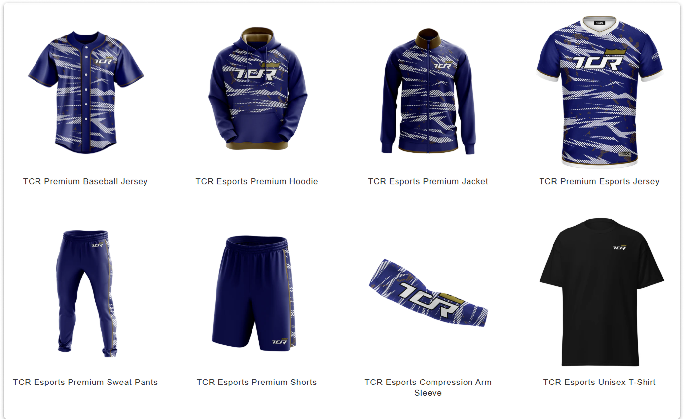 TCR Merch lineup